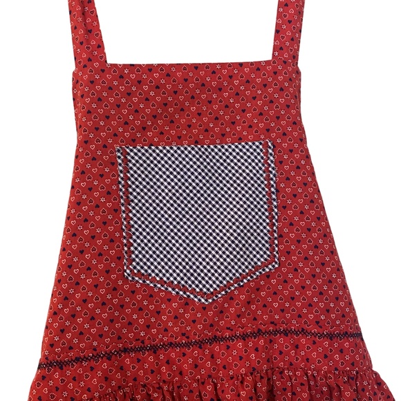 Handmade Red Cotton Gingham 3-Pocket Halter Apron Retro Kitchen‎ OS - Picture 5 of 16